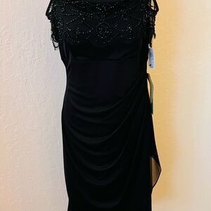 Elegant Black Beaded Midi Dress